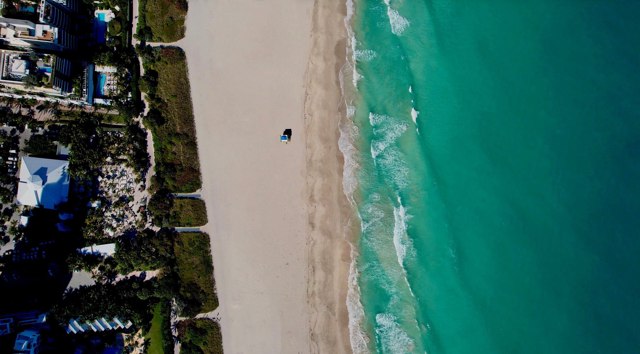Birds Eye View of a Beach in Miami, Florida
